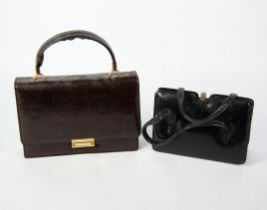 TWO MID-CENTURY LIZARD SKIN LADY'S HANDBAGS (2)