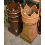 TWO VINTAGE CROWN TOP CHIMNEY POTS (A.F.) 32" AND 30" HIGH