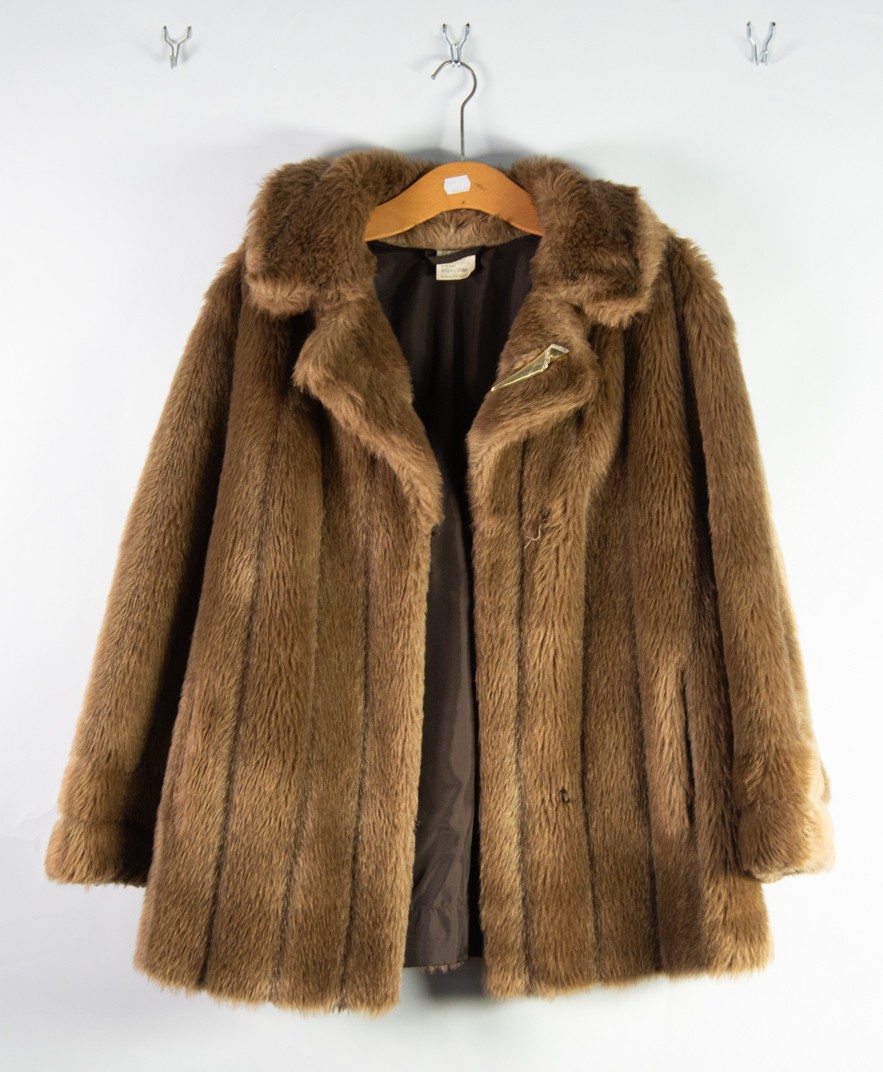 LIGHT BROWN FAUX FUR 3/4 LENGTH COAT; ANOTHER faux jacket - Image 2 of 2
