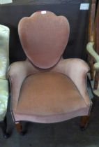 AN EDWARD VII UPHOLSTERED SHIELD-BACK CHAIR