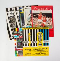 FOOTBALL PROGRAMMES-EIGHT UEFA CUP FAIRS CUP: EVERTON v AC MILAN; NEWCASTLE v INTER MILAN; ARSENAL v