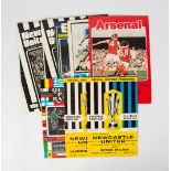 FOOTBALL PROGRAMMES-EIGHT UEFA CUP FAIRS CUP: EVERTON v AC MILAN; NEWCASTLE v INTER MILAN; ARSENAL v