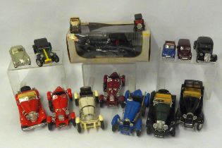 SIX BURAGO UNBOXED LARGER SCALE MODELS OF CLASSIC TWO-SEATER SPORTS CARS, 1:16 and similar scales,