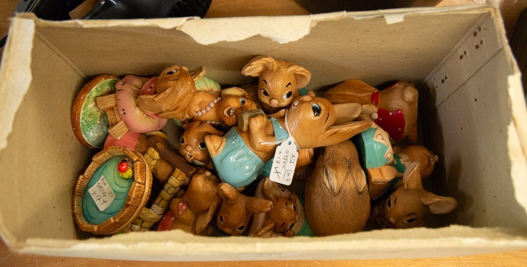 FOURTEEN 'PENDELFIN' BURNLEY RABBIT CHARACTERS, MAINLY BEARING THE BLACK AND GILT LABEL INCLUDING '