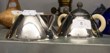 A SMALL ALESSI MILK JUG AND SUGAR BOWL (2)