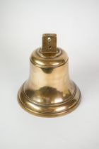 POST-WAR BRASS MERRYWEATHER FIRE ENGINE BELL, 10 ½" (27cm) high