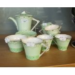 1930's GLADSTONE CHINA SIXTEEN PIECE COFFEE SET, the conical shape cups with triangular handles, C/