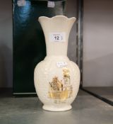 BELLEEK CHINA VASE, BOXED, AND A DONEGAL CHINA VASE (2)