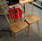 TWO RETRO ERCOL STICK BACK DINING CHAIRS (2)