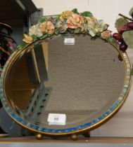 INTER-WAR YEARS CIRCULAR DRESSING TABLE MIRROR with easel support, the bevelled plate with a BARBOLA