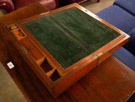 A LARGE MAHOGANY PORTABLE WRITING BOX