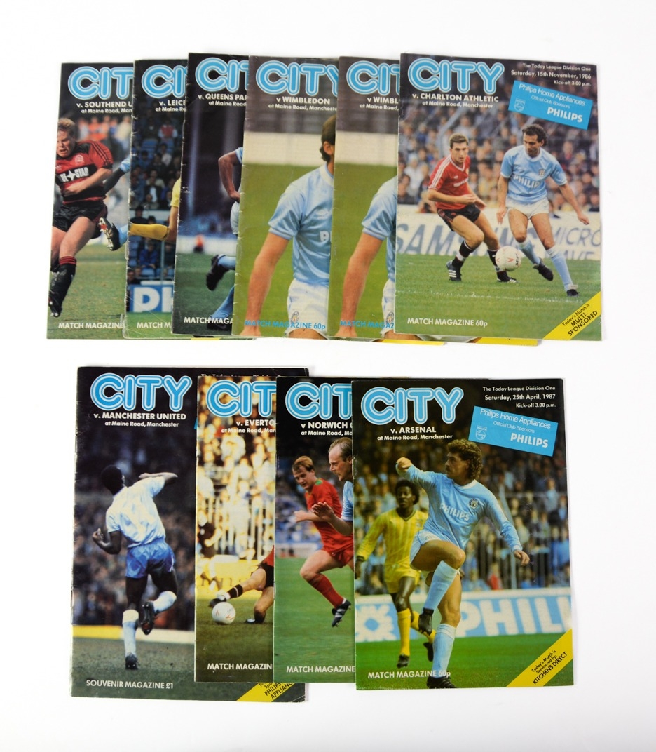 FOOTBALL PROGRAMMES-10 MANCHESTER CITY HOME PROGRAMMES, 1986/87 - Manchester United, Arsenal, TEN