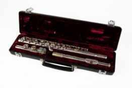 BUFFET, PARIS, THREE PIECE ELECTROPLATED FLUTE, Cooper Scale 228, in branded plush lined hard