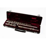 BUFFET, PARIS, THREE PIECE ELECTROPLATED FLUTE, Cooper Scale 228, in branded plush lined hard