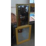 A GILT FRAMED ROBING MIRROR AND A LIGHT OAK FRAMED WALL MIRROR (2)