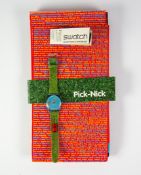 SWATCH ‘PICK-NICK’ LIMITED EDITION WRISTWATCH, GN197, (2001), with fold-out colour printed pick-nick