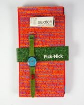 SWATCH ‘PICK-NICK’ LIMITED EDITION WRISTWATCH, GN197, (2001), with fold-out colour printed pick-nick