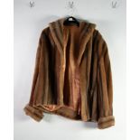 LIGHT BROWN FAUX FUR 3/4 LENGTH COAT; ANOTHER faux jacket