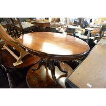 VICTORIAN MAHOGANY OVAL SNAP-TOP BREAKFAST TABLE, ON QUADRUPARTITE BIRDCAGE BASE