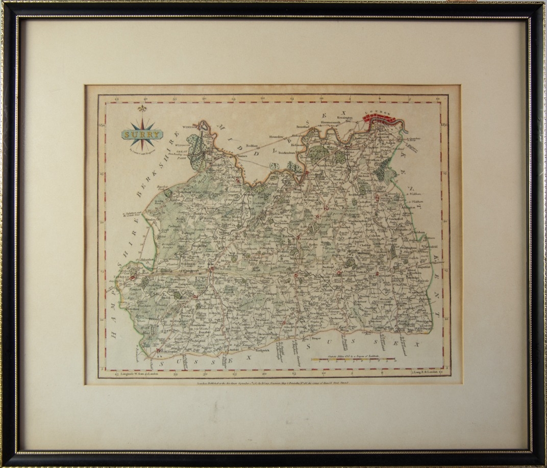 EMAN BOWEN ANTIQUE HAND COLOURED MAP OF CHESHIRE, 6 ½” x 7 ½” (16.5cm x 19cm), together with a - Image 2 of 2
