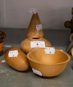 A GROUP OF FOUR WOODEN TURNINGS