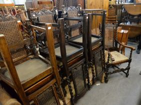 SET OF SEVEN VICTORIAN CAROLEAN STYLE CANE-BACK DINING CHAIRS (A.F.) (6 + 1)