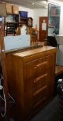 ELLIOTS OF NEWBURY, CHEST OF FIVE DRAWERS AND A FRAMELESS CHEVAL MIRROR (2)
