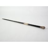 EARLY 20TH CENTURY SILVER MOUNTED WOODEN CONDUCTOR'S BATON, inscribed 'Presented to H Shorrock