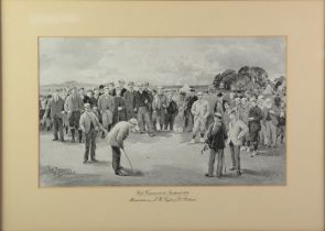JM BROWN BLACK AND WHITE PHOTOGRAVURE Golf Tournament at Sandwich, Match between JH Taylor and D