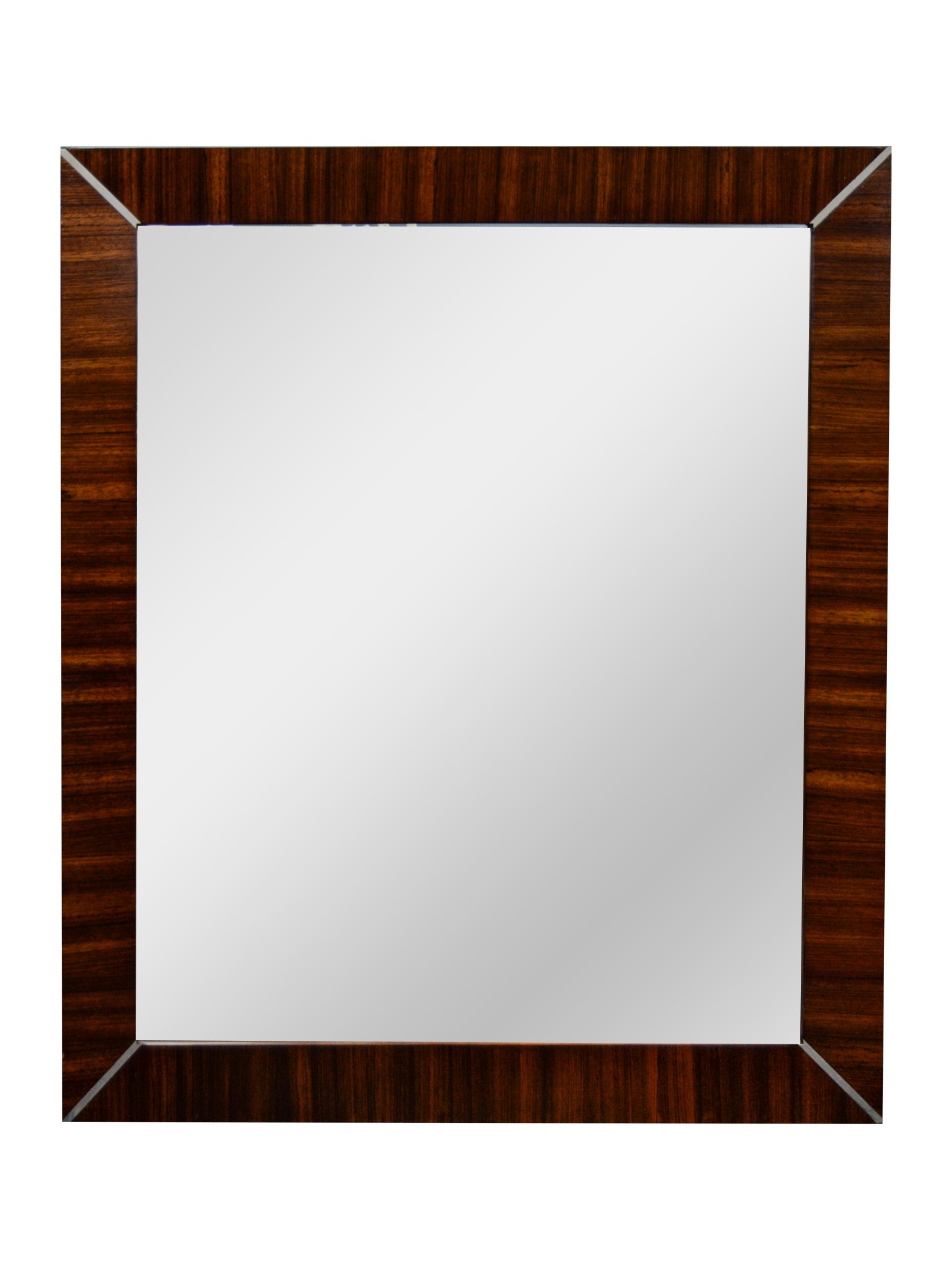 STYLISH MODERN TOLA WOOD BEVEL EDGED WALL MIRROR, with chamfered frame, 52” x 44” (132cm x 111.8cm),