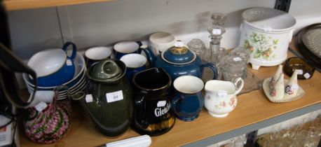 MISCELLANEOUS DOMESTIC CERAMICS AND GLASS, INCLUDING DENBY BLUE GLAZED WARES, 12 PIECES