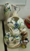 THIRTEEN PIECES OF MODERN FRANZ (Taiwan) PORCELAIN IN ART NOUVEAU TASTE, IN ADDITION TWO BESWICK