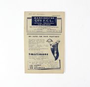 FOOTBALL PROGRAMME-MANCHESTER CITY v BLACKPOOL 1949/50, writing on front cover plus MANCHESTER