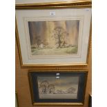 GEORGE ALLEN TWO SIGNED WATERCOLOURS Country landscapes in winter 11” x14 ¾” (28cm x 37.5cm) and