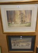 GEORGE ALLEN TWO SIGNED WATERCOLOURS Country landscapes in winter 11” x14 ¾” (28cm x 37.5cm) and