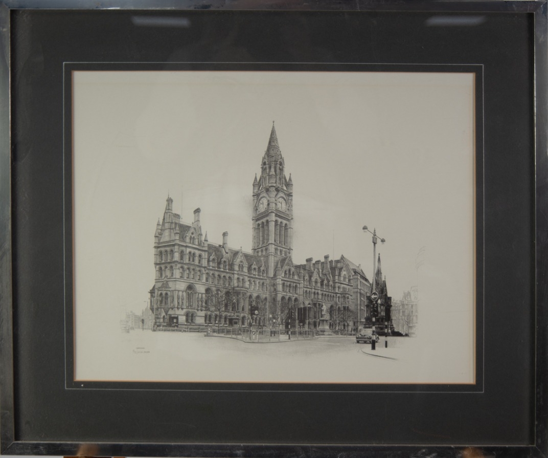 MARC GRIMSHAW THREE ARTIST SIGNED LIMITED PRINTS FROM PENCIL DRAWINGS Manchester Town Hall (291/350) - Image 6 of 6