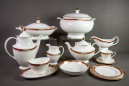 FIFTY NINE PIECE ROYAL DOULTON SANDON PATTERN CHINA DINNER SERVICE FOR EIGHT PERSONS, comprising: