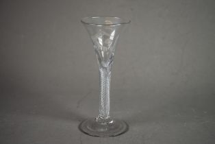 ANTIQUE AIRTWIST AND CRESTED GLASS, with flared bowl, multiple spiral air twist stem and conical