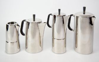 OLIVER HEMMING ‘66’ THREE PIECE STAINLESS STEEL COFFEE SET, together with the MATCHING CAFETIERE and