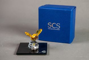 BOXED SWARVOSKI ‘EVENT PIECE’- ‘BUMBLEBEE ON FLOWER’ GLASS ANIMAL MODEL, 1 ¾” (4.4cm) high, on a