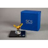 BOXED SWARVOSKI ‘EVENT PIECE’- ‘BUMBLEBEE ON FLOWER’ GLASS ANIMAL MODEL, 1 ¾” (4.4cm) high, on a