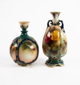 EARLY TWENTIETH CENTURY ROYAL WORCESTER ‘HADLEY WARE’ CHINA TWO HANDLED VASE, of lobated baluster