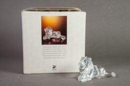 BOXED SWAROVSKI, ANNUAL EDITION 1995 ‘INSPIRATION AFRICA’ GLASS MODEL OF A RECUMBENT LION, 5” (12.