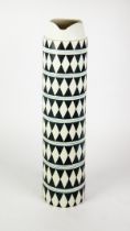 L’OBJET BLACK AND WHITE GEOMETRIC- PATTERN PORCELIAN SLEEVE VASE, with shaped rim, 21 ¼” (54cm)