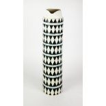 L’OBJET BLACK AND WHITE GEOMETRIC- PATTERN PORCELIAN SLEEVE VASE, with shaped rim, 21 ¼” (54cm)