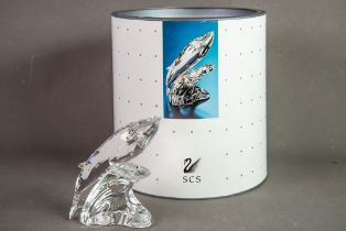 BOXED SWAROVSKI ANNUAL EDITION 1992 ‘CARE FOR ME’- THE WHALES, GLASS ANIMAL GROUP, with certificate,