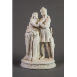 LATE 19TH CENTURY PARIAN FIGURE DEPICTING KING ARTHUR AND GUINEVERE standing embracing each other,