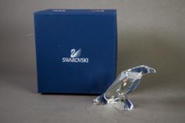 BOXED SWAROVSKI GLASS MODEL OF A PERCHED EAGLE, with certificate booklet, 4 ¼” (10.8cm) high