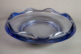 1960’s RUDOLF JURNIKL, CZECHOSLAVAKIA, AMETHYST TINTED GLASS BOWL, of shallow form with wavy rim, 3”