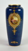 EARLY TWENTIETH CENTURY ROYAL WORCESTER HAND PAINTED POWDER BLUE PORCELAIN VASE, of tapering form,
